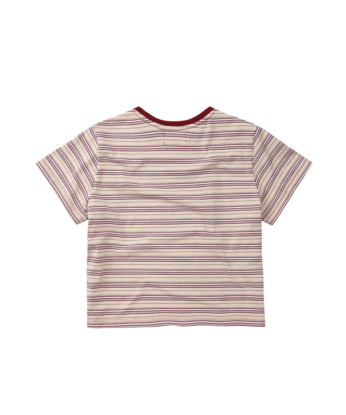 이이이알알알(EEERRR) Not everyone stripe set-up semi-crop T-shirt (Red)
