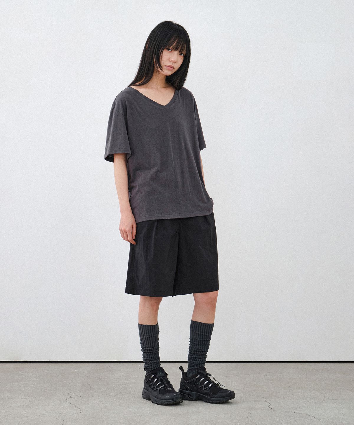 힐리먼트(HELEMENT) 여성 V넥 반팔티 (D/GREY)
