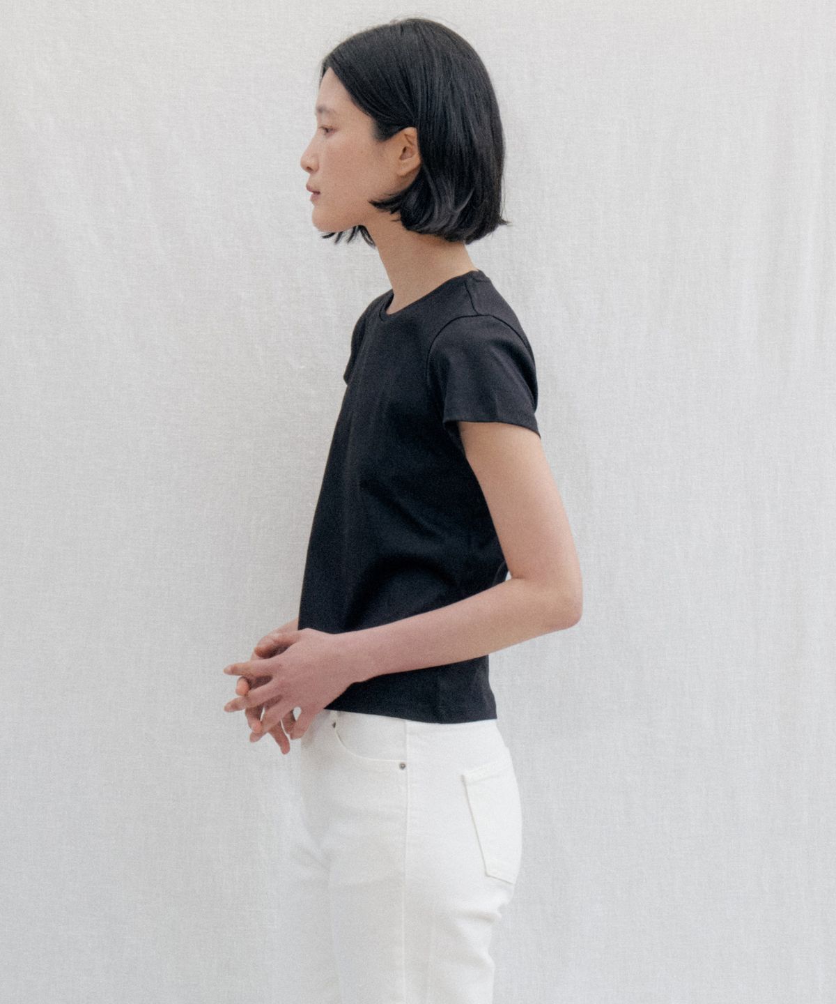 스텝어라운드(STEP AROUND) Silket Cotton Half Tee_BLACK
