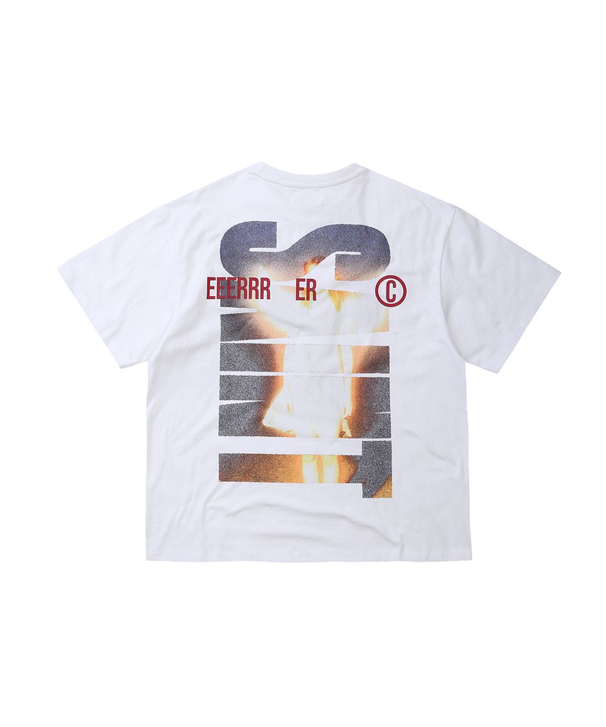 이이이알알알(EEERRR) Big saint logo over-crop fit t-shirt (White)