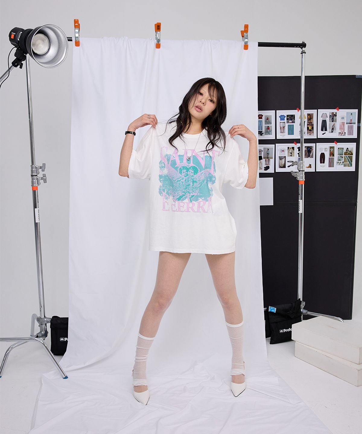 이이이알알알(EEERRR) Saint cupid artwork overfit damaged washing t-shirt (White)