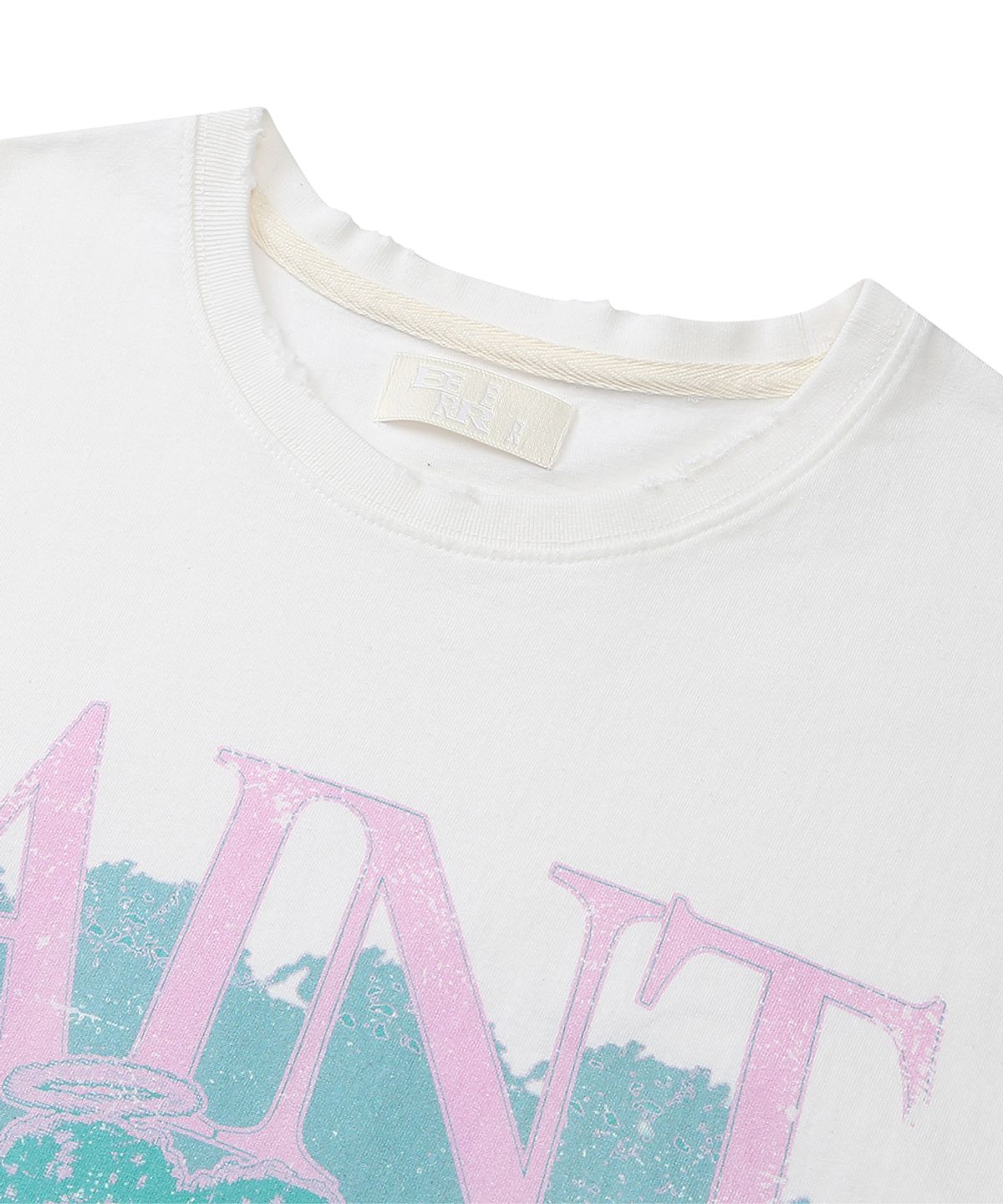 이이이알알알(EEERRR) Saint cupid artwork overfit damaged washing t-shirt (White)
