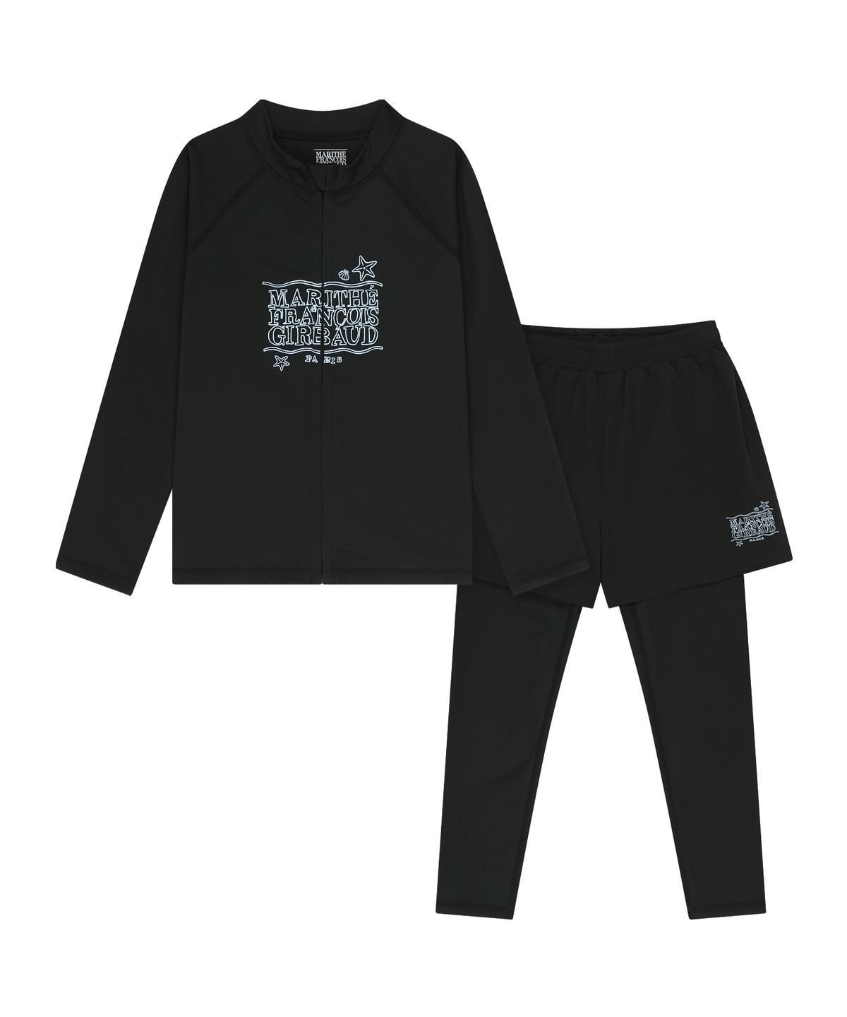 마리떼 키즈(MARITHÉ KIDS) KIDS ZIP UP RASHGUARD & SHORTS SET-UP black