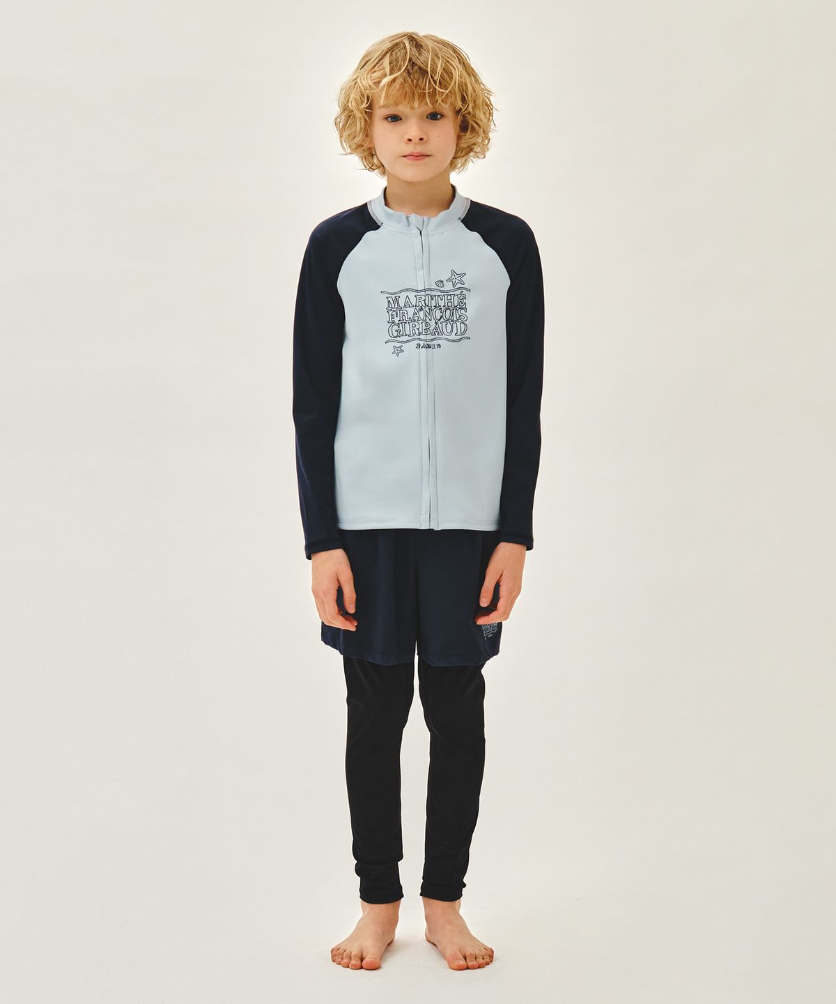 마리떼 키즈(MARITHÉ KIDS) KIDS ZIP UP RASHGUARD & SHORTS SET-UP navy