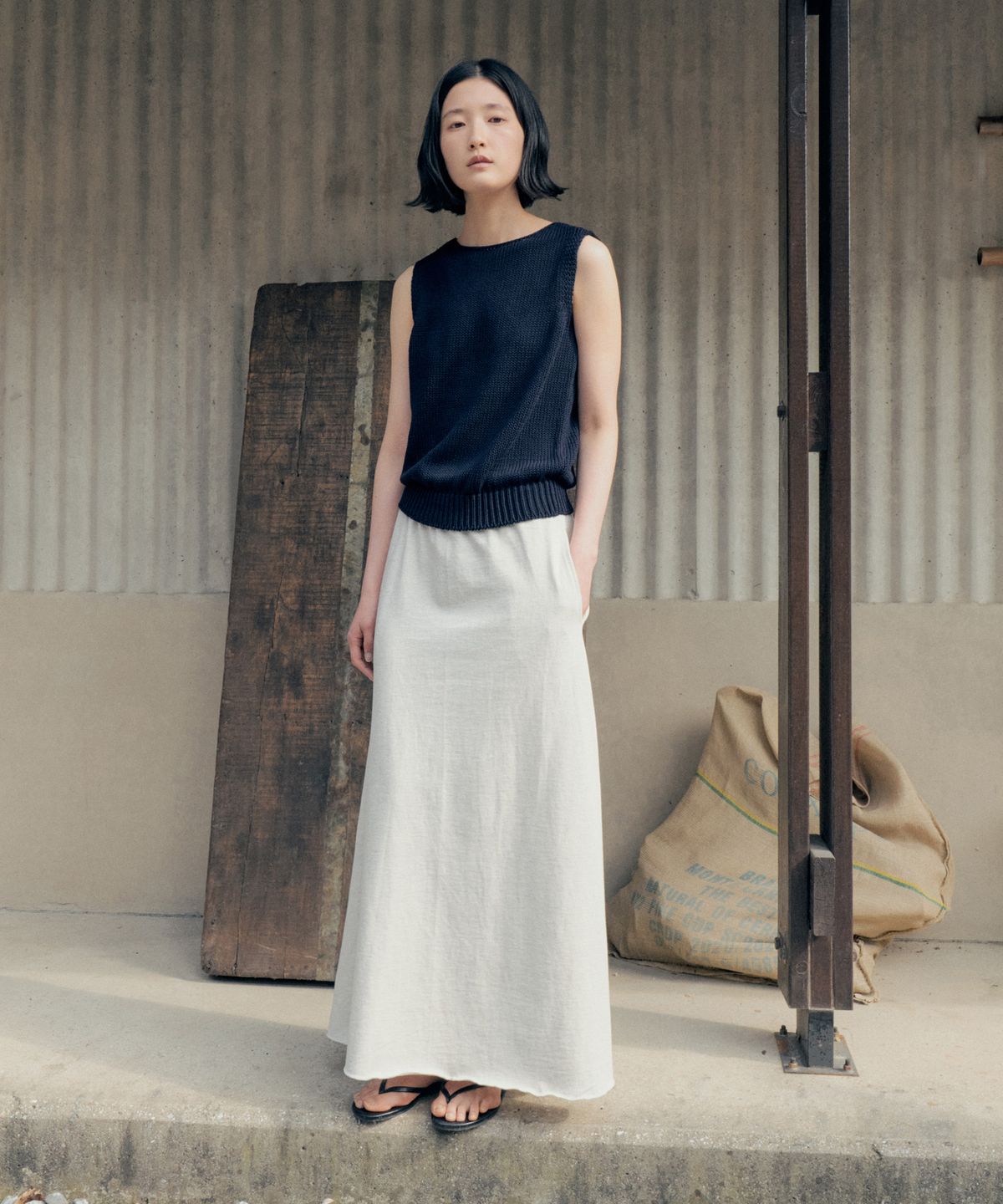 스텝어라운드(STEP AROUND) PK Cotton A-Line Skirt_OATMEAL