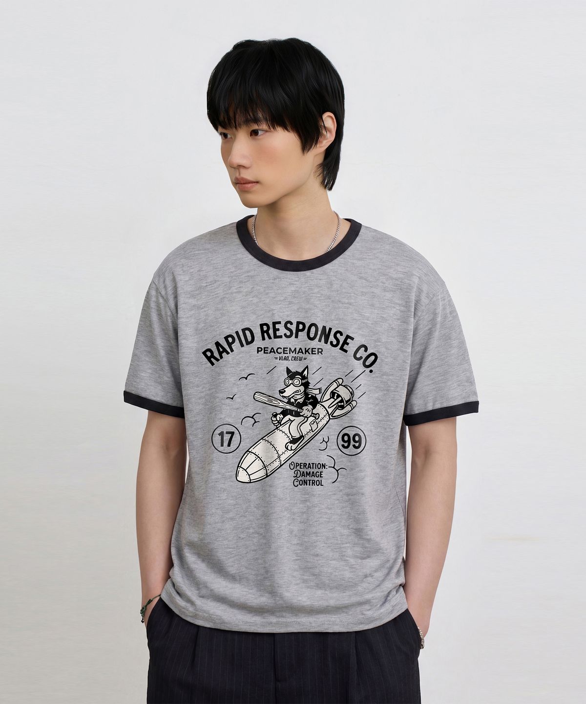 디미트리블랙(DIMITRI BLACK) VLAD 빈티지 PEACEMAKER 링거 티셔츠_4 COLOR