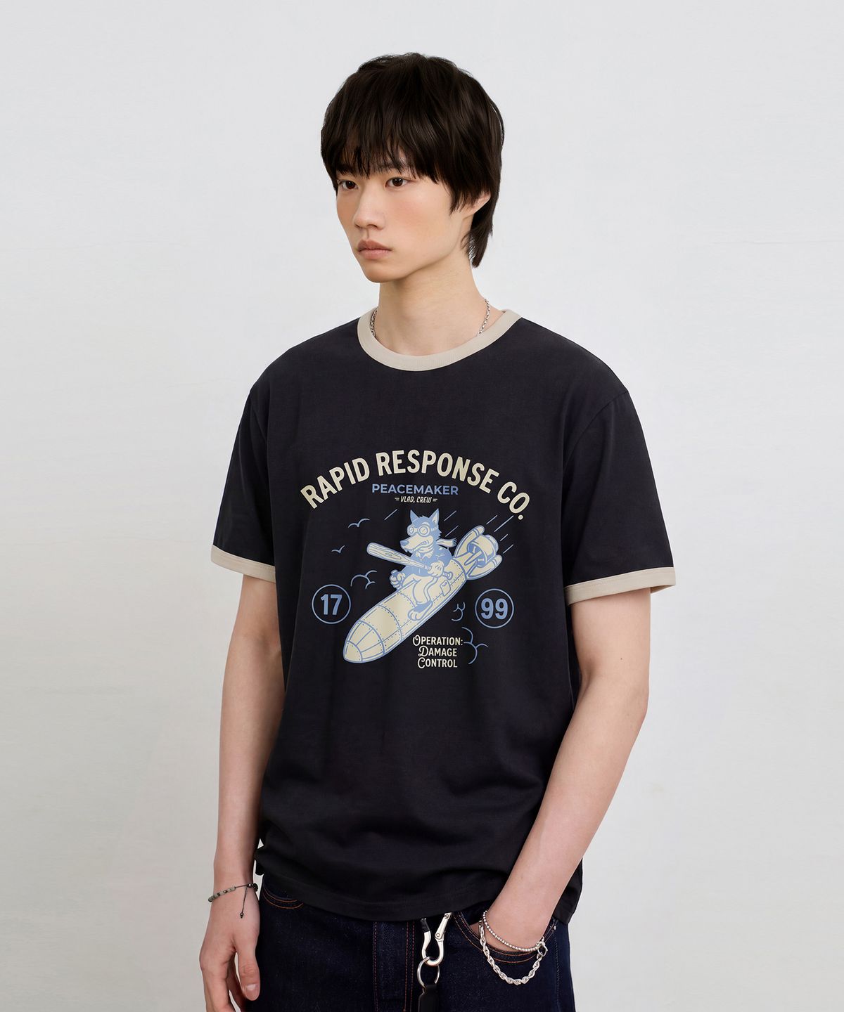 디미트리블랙(DIMITRI BLACK) VLAD 빈티지 PEACEMAKER 링거 티셔츠_4 COLOR
