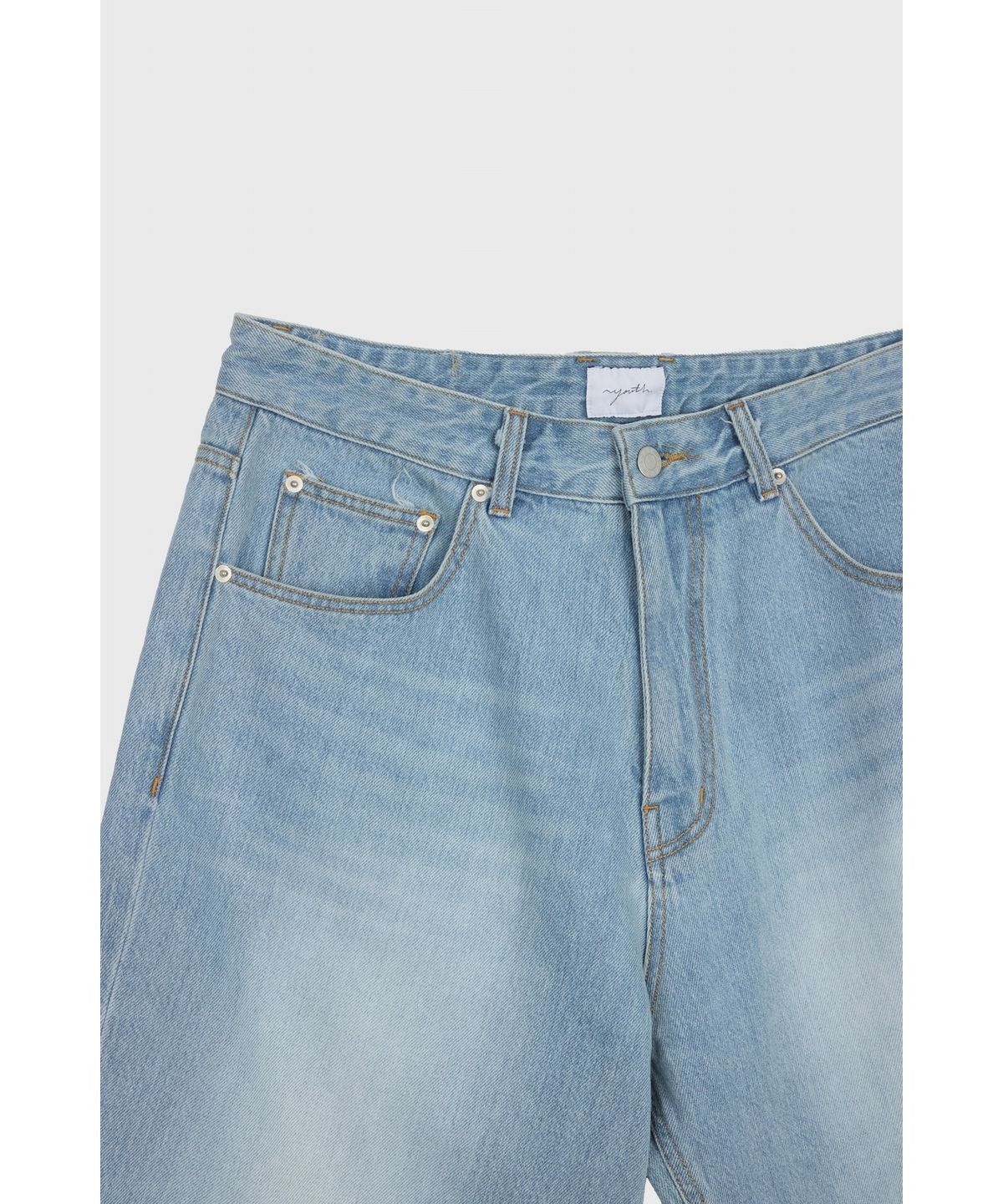 유스(YOUTH) Straight Half Denim Pants - Light Blue