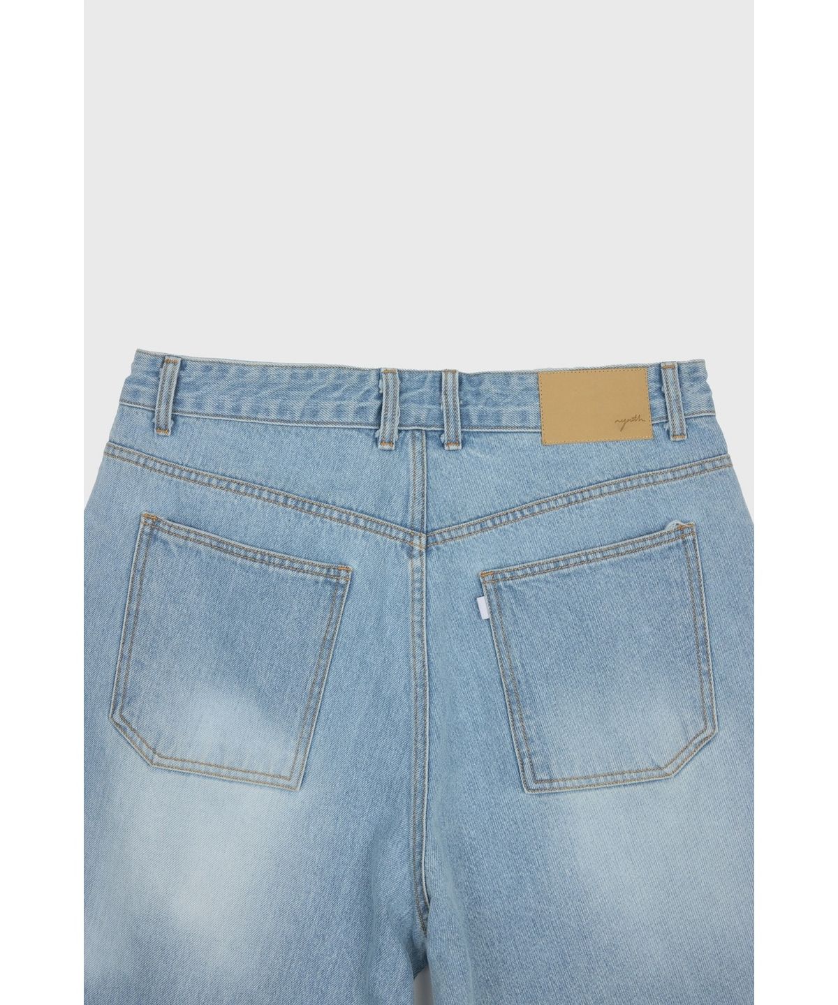 유스(YOUTH) Straight Half Denim Pants - Light Blue