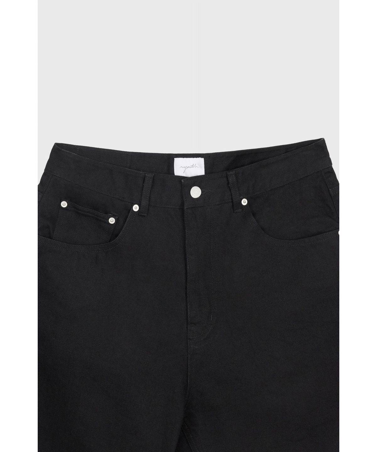 유스(YOUTH) Straight Half Denim Pants - Black