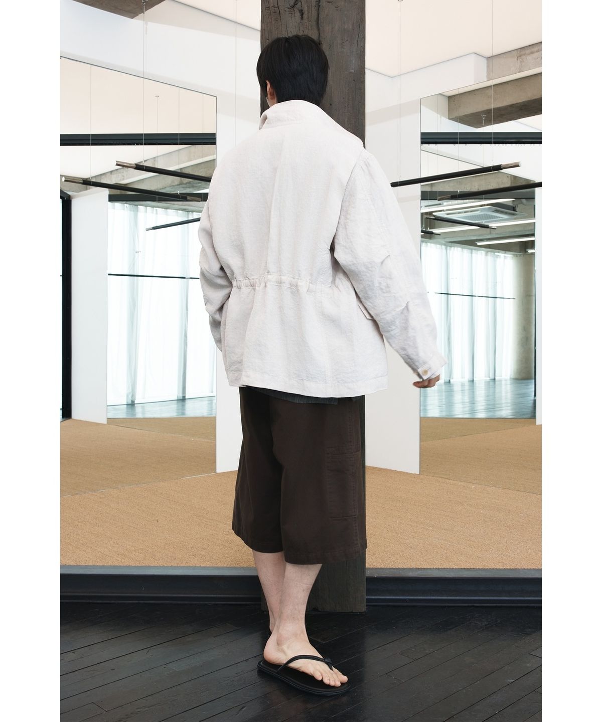 유스(YOUTH) Cinch Back Wide Half Pants - Brown
