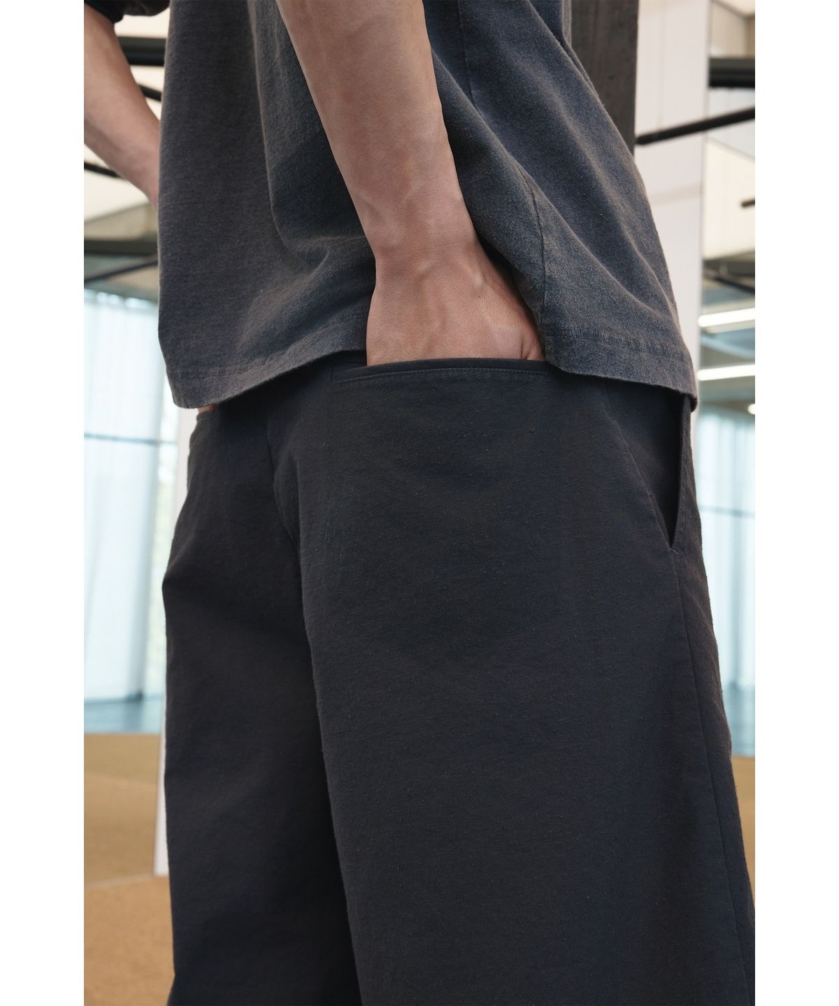 유스(YOUTH) Washed Half Pants - Charcoal Grey