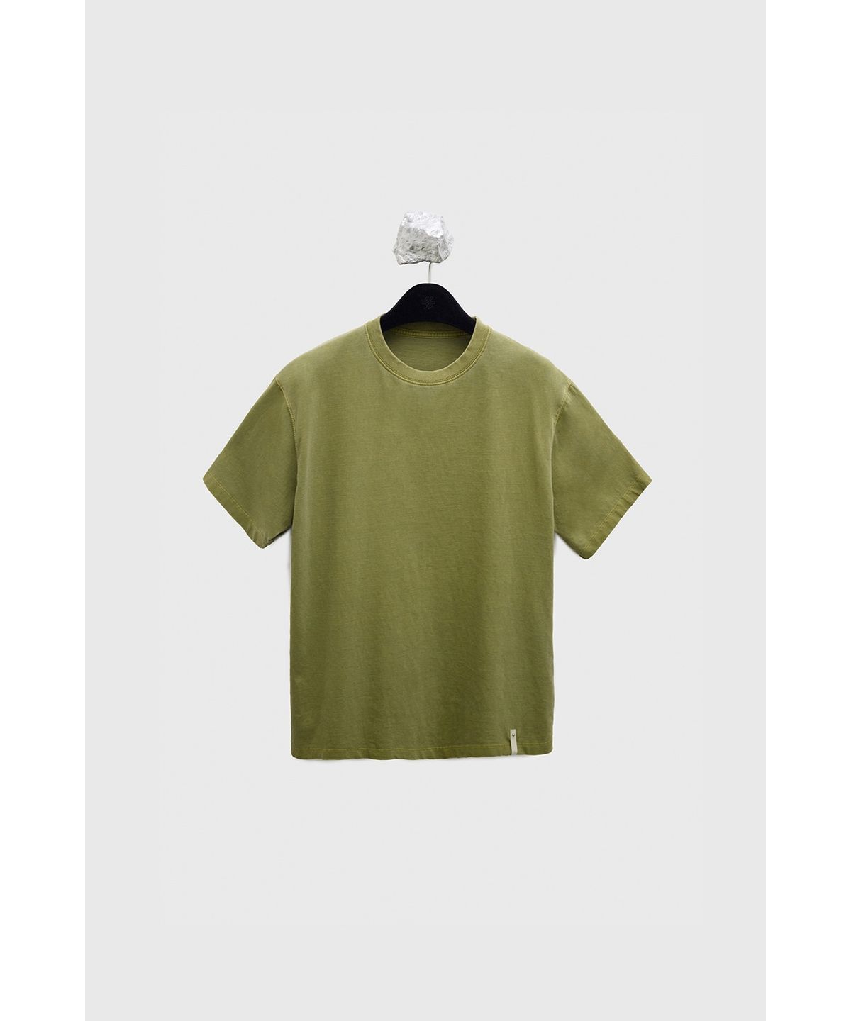 유스(YOUTH) Leather Trim H/S T-shirt - Washed Olive