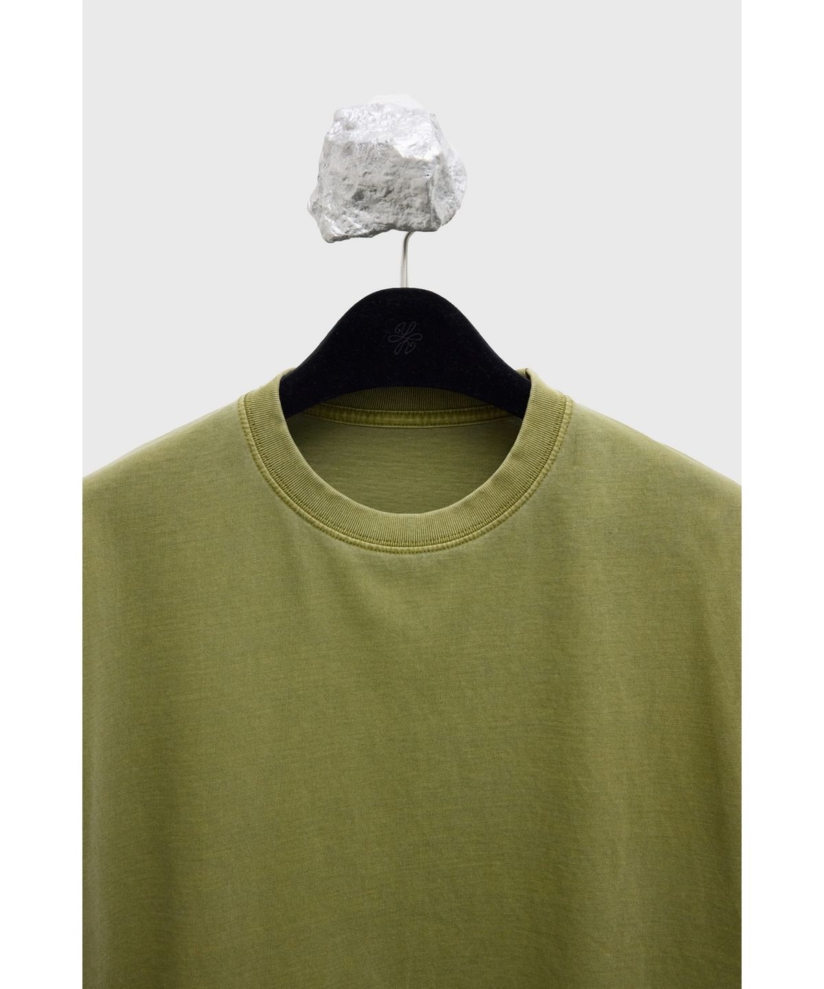 유스(YOUTH) Leather Trim H/S T-shirt - Washed Olive