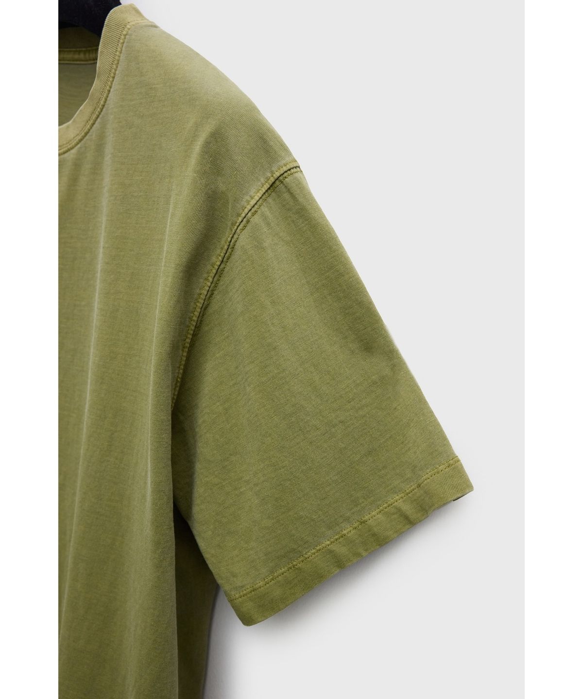 유스(YOUTH) Leather Trim H/S T-shirt - Washed Olive