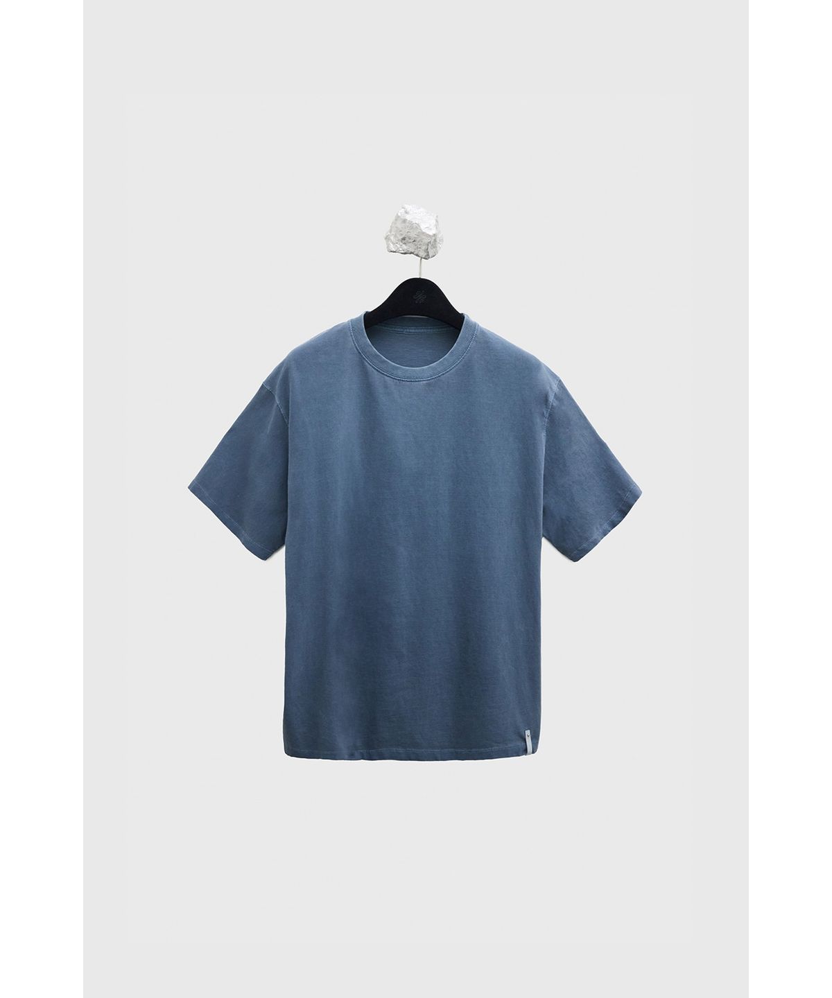 유스(YOUTH) Leather Trim H/S T-shirt - Washed Blue