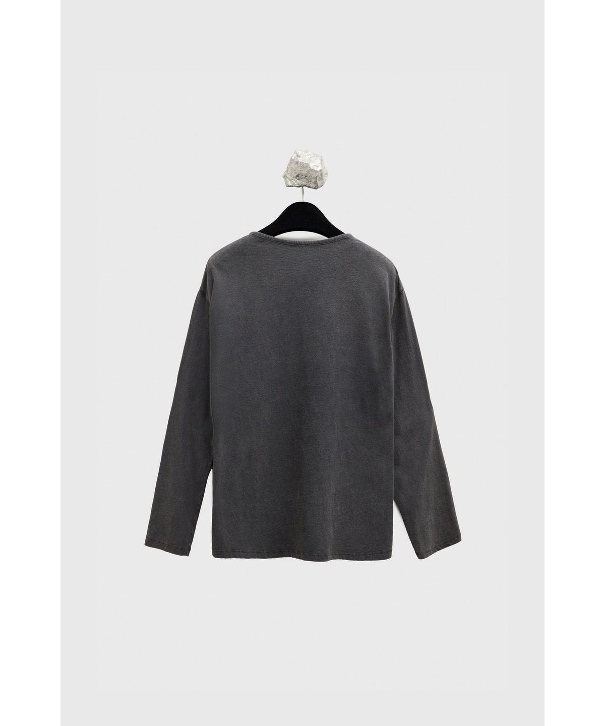 유스(YOUTH) Garment Dyed Henley Neck L/S T-shirt - Charcoal Grey
