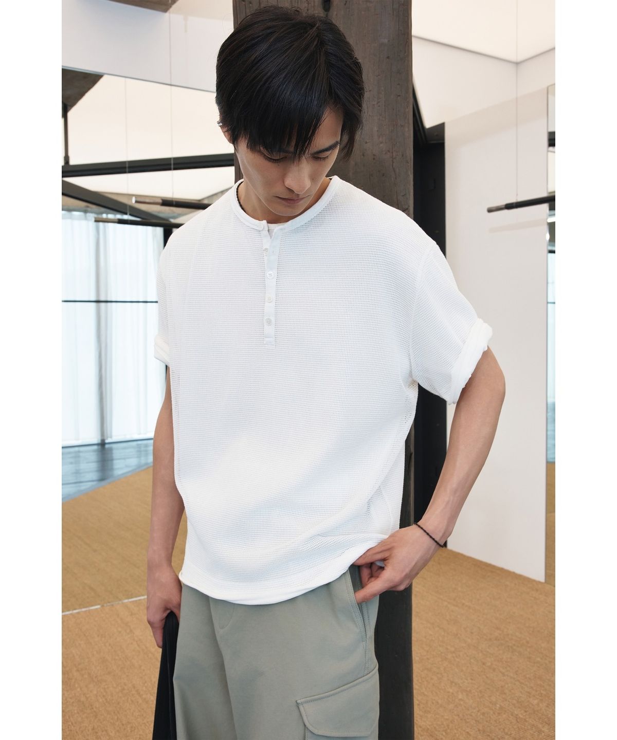 유스(YOUTH) Layered Net H/S T-shirt - White