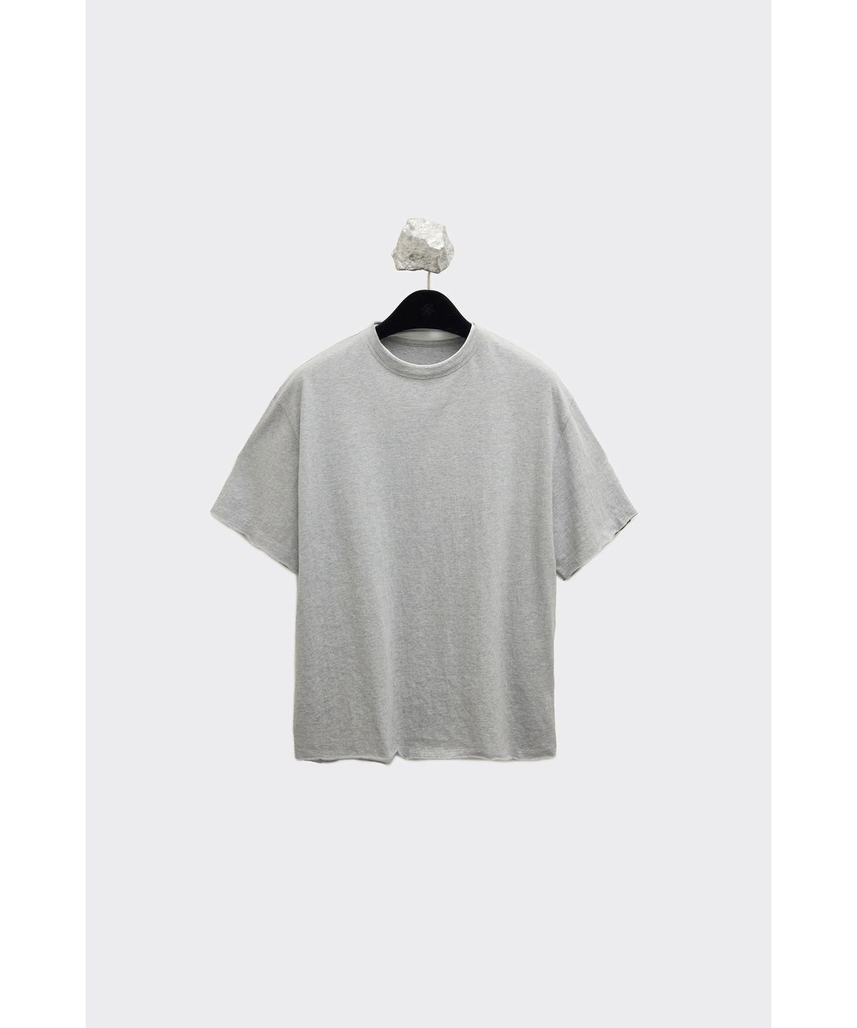 유스(YOUTH) Cut-off Layered H/S T-shirt - Melange Grey