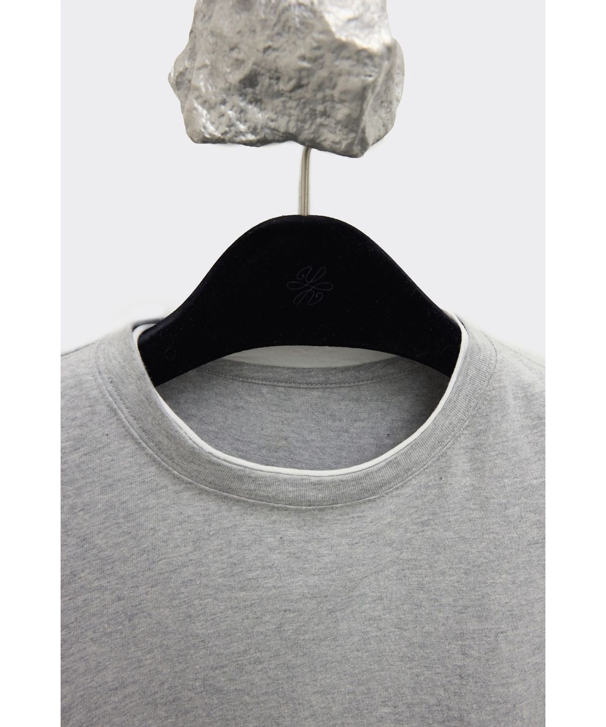 유스(YOUTH) Cut-off Layered H/S T-shirt - Melange Grey