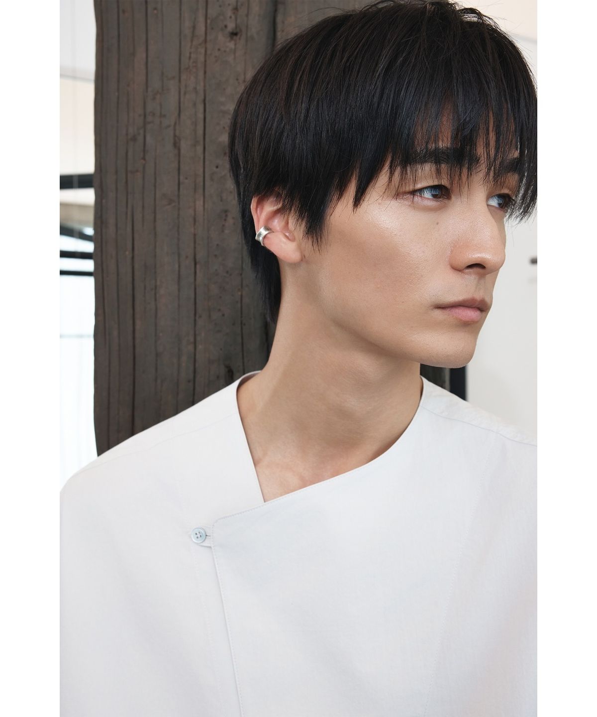 유스(YOUTH) Oblique Half Shirt - Light Grey