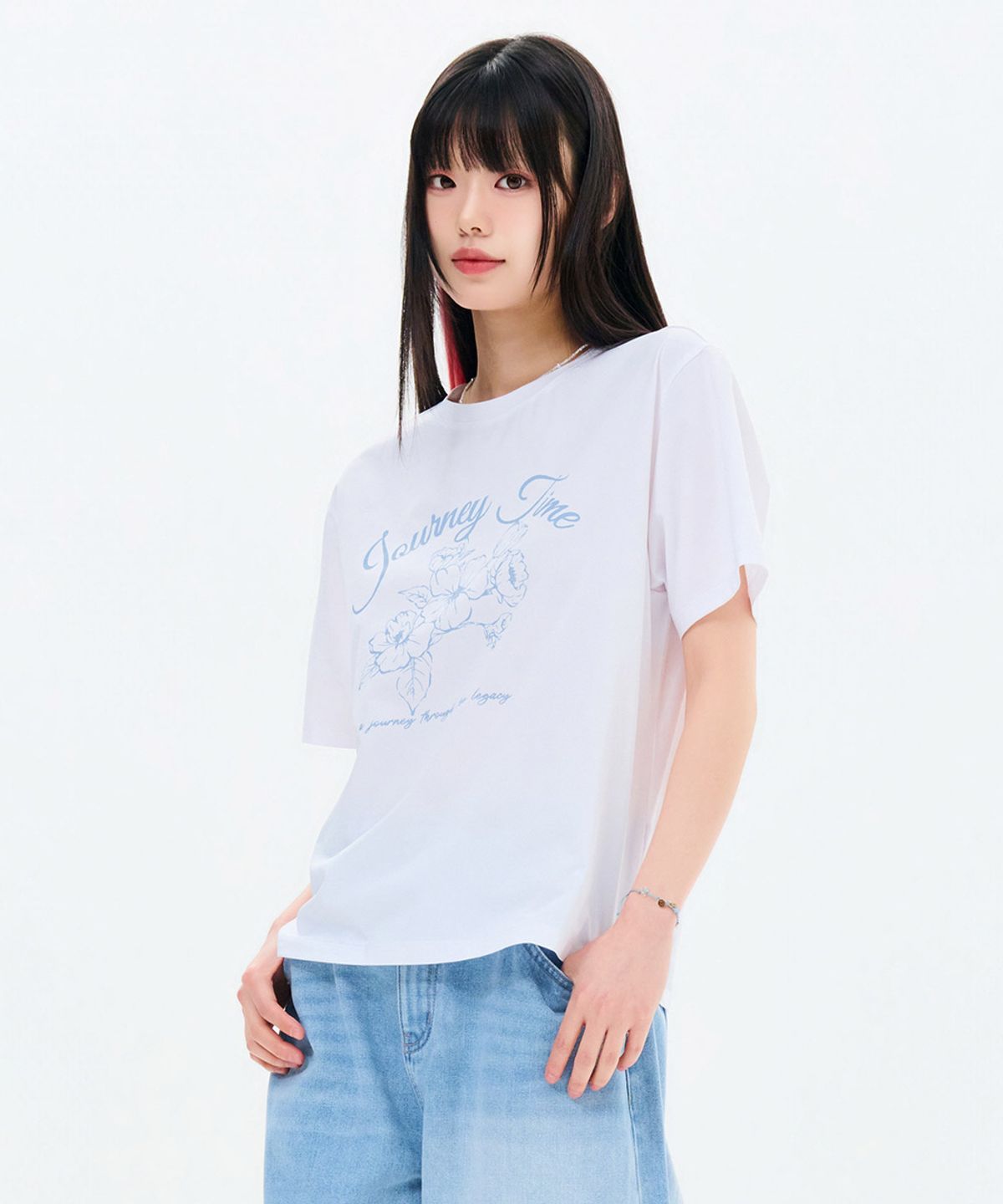 체이스컬트(CHASECULT) 여성 쿨 플라워 그래픽 반팔 티셔츠-FCRG5872E01
