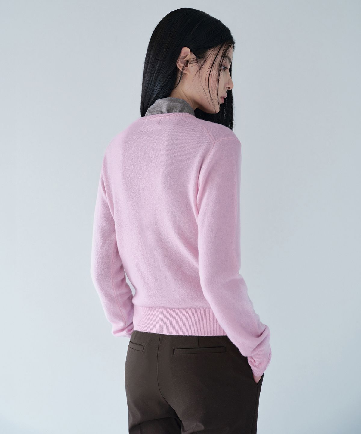무신사 스탠다드 우먼(MUSINSA STANDARD WOMAN) [플러스] 우먼즈 캐시미어 100 라운드 넥 가디건 [라이트 핑크]