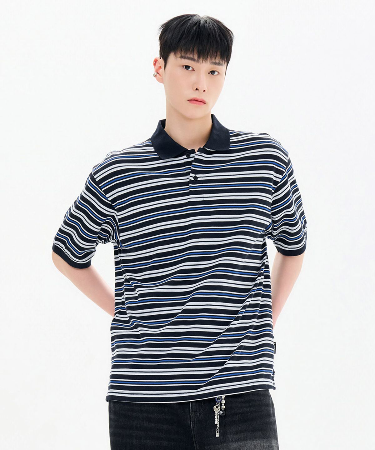체이스컬트(CHASECULT) 남성 스트라이프 반팔 카라 티셔츠-FBRK5712D04