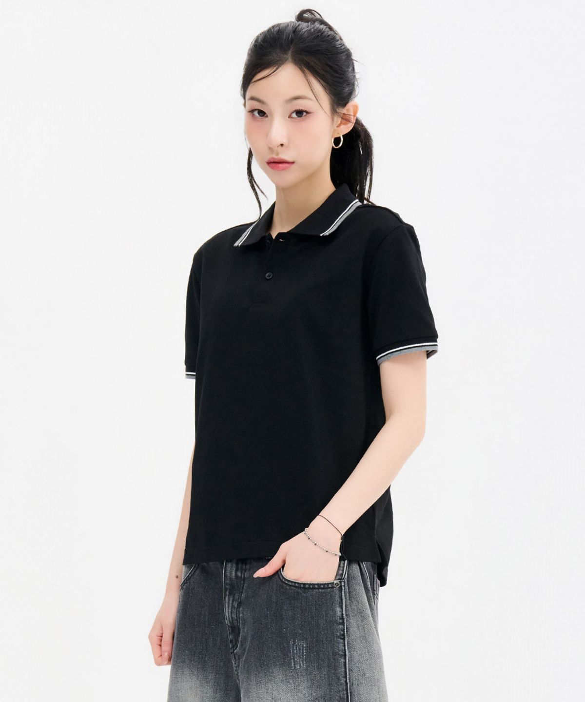 체이스컬트(CHASECULT) 공용 팁 배색 쿨 카라 반팔 티셔츠-FBZU5701D03