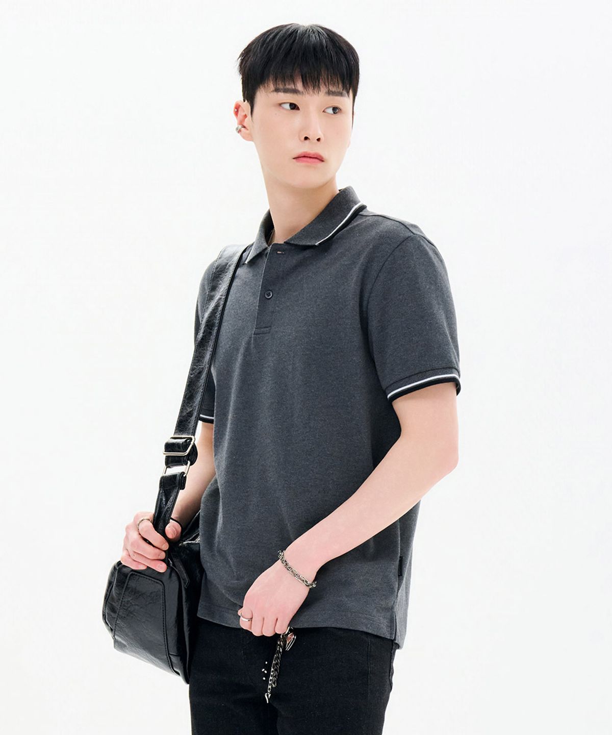 체이스컬트(CHASECULT) 공용 팁 배색 쿨 카라 반팔 티셔츠-FBZU5701D09