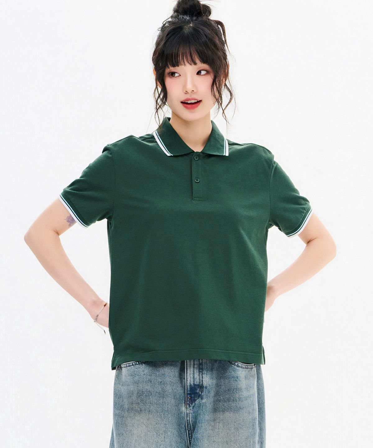 체이스컬트(CHASECULT) 공용 팁 배색 쿨 카라 반팔 티셔츠-FBZU5701D0H