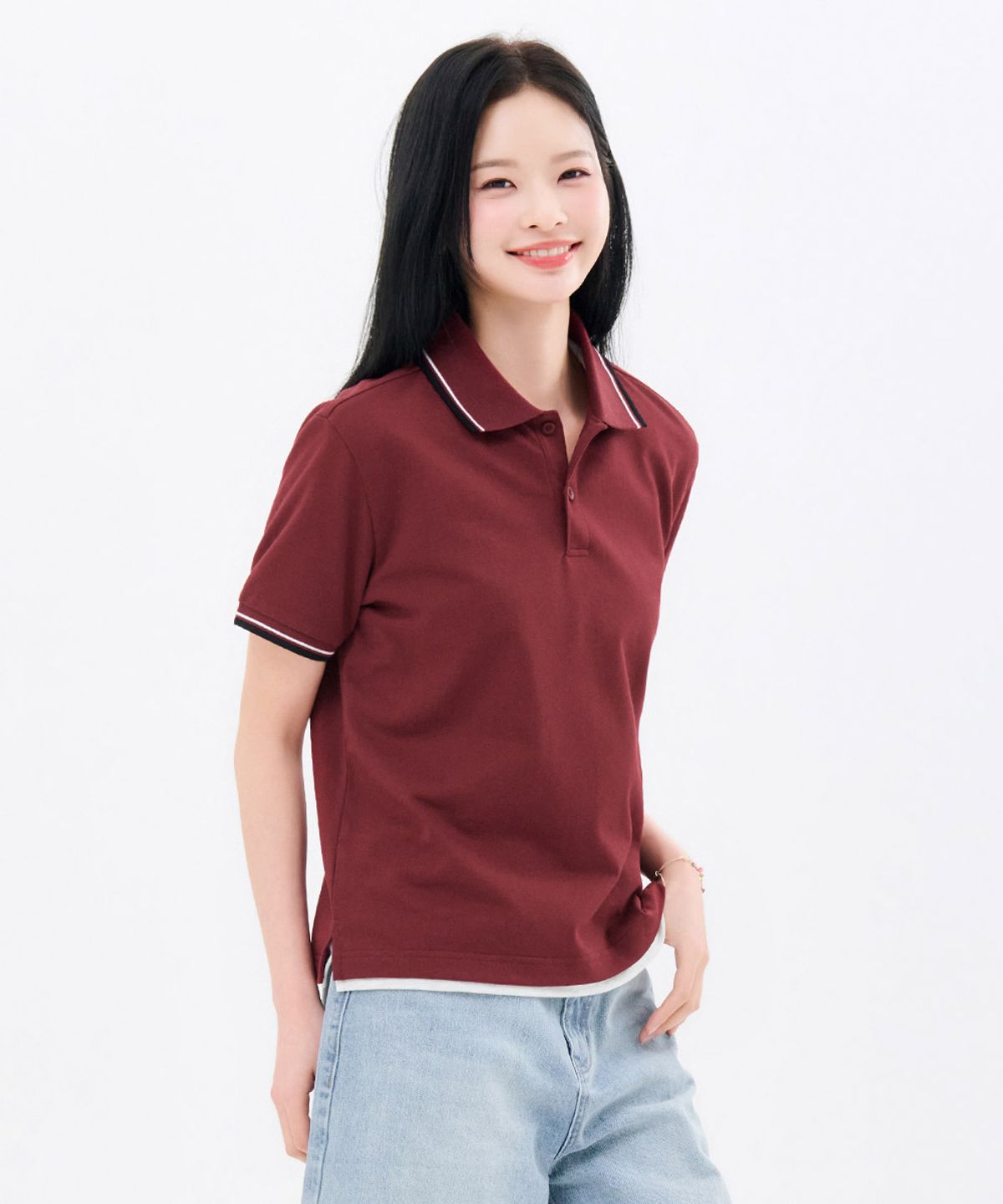 체이스컬트(CHASECULT) 공용 팁 배색 쿨 카라 반팔 티셔츠-FBZU5701D0R