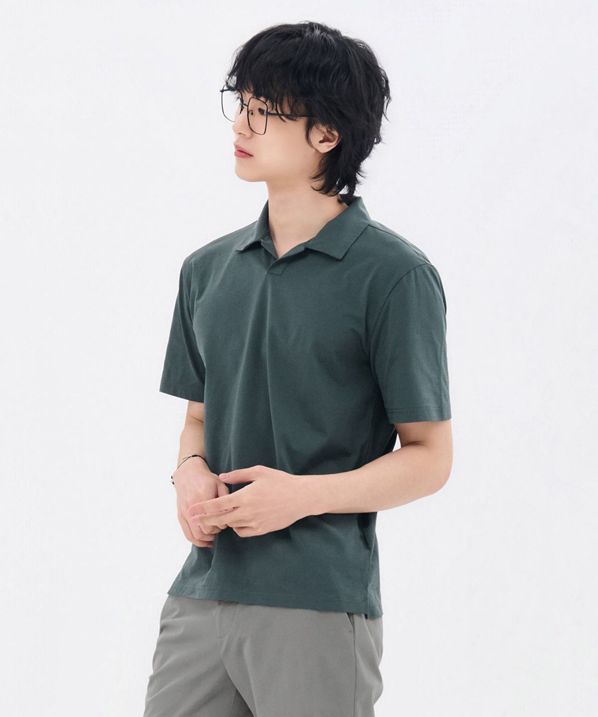 체이스컬트(CHASECULT) 남성 쿨 오픈 카라 반팔 티셔츠-FCRK5715E0C