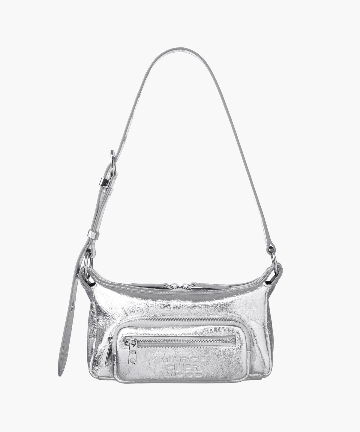 마지셔우드(MARGESHERWOOD) OUTPOCKET HOBO MINI_silver crinkle
