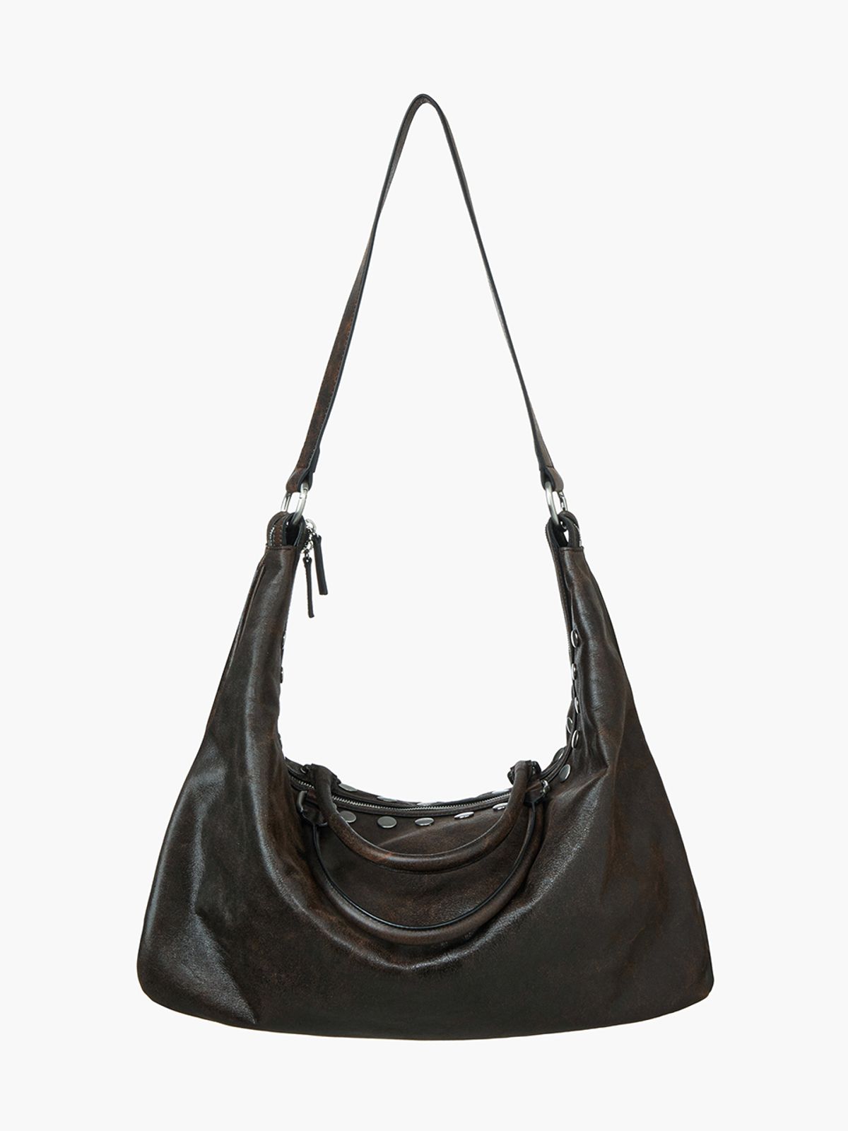 마지셔우드(MARGESHERWOOD) DUMPLING STRAP_brown+black two tone cracked
