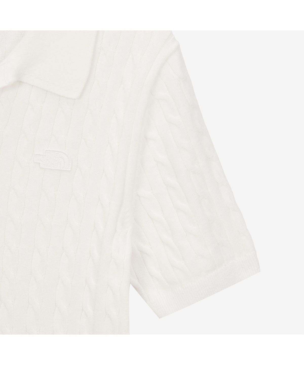 노스페이스(THE NORTH FACE) NT7AS30A 여성 케이블 반팔 폴로 스웨터 IVORY