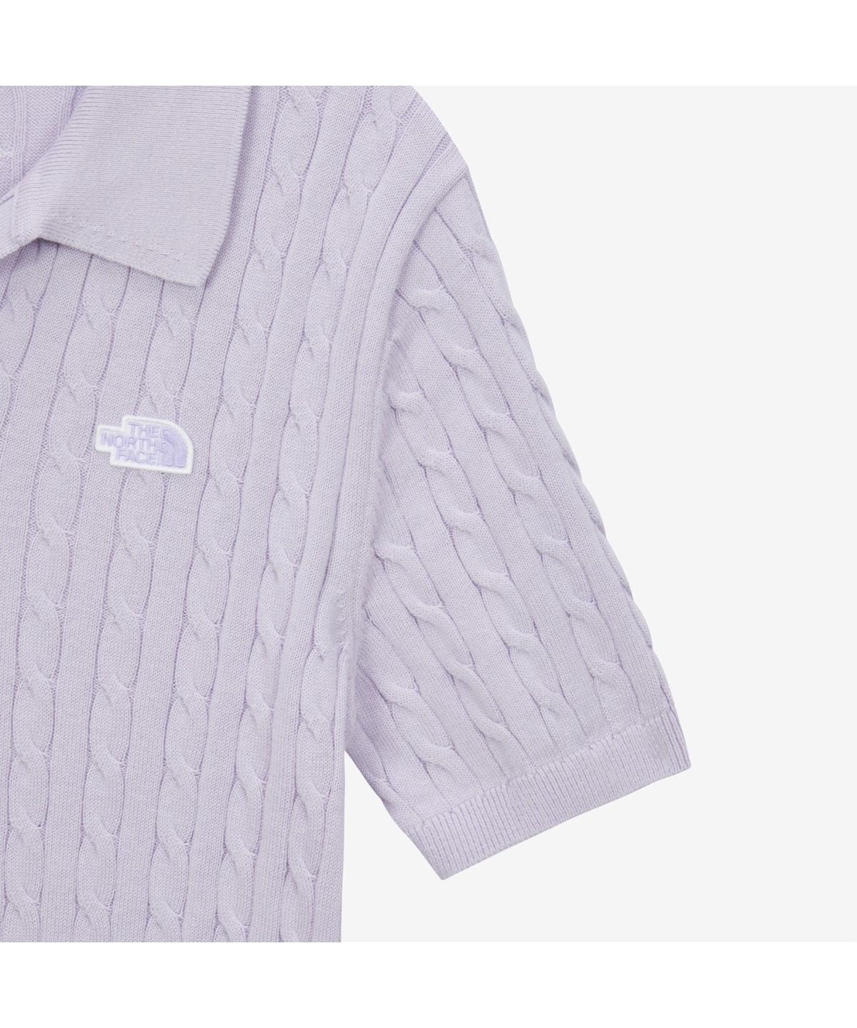 노스페이스(THE NORTH FACE) NT7AS30B 여성 케이블 반팔 폴로 스웨터 LILAC