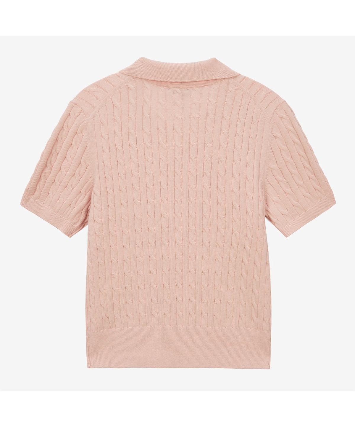 노스페이스(THE NORTH FACE) NT7AS30C 여성 케이블 반팔 폴로 스웨터 SOFT PINK