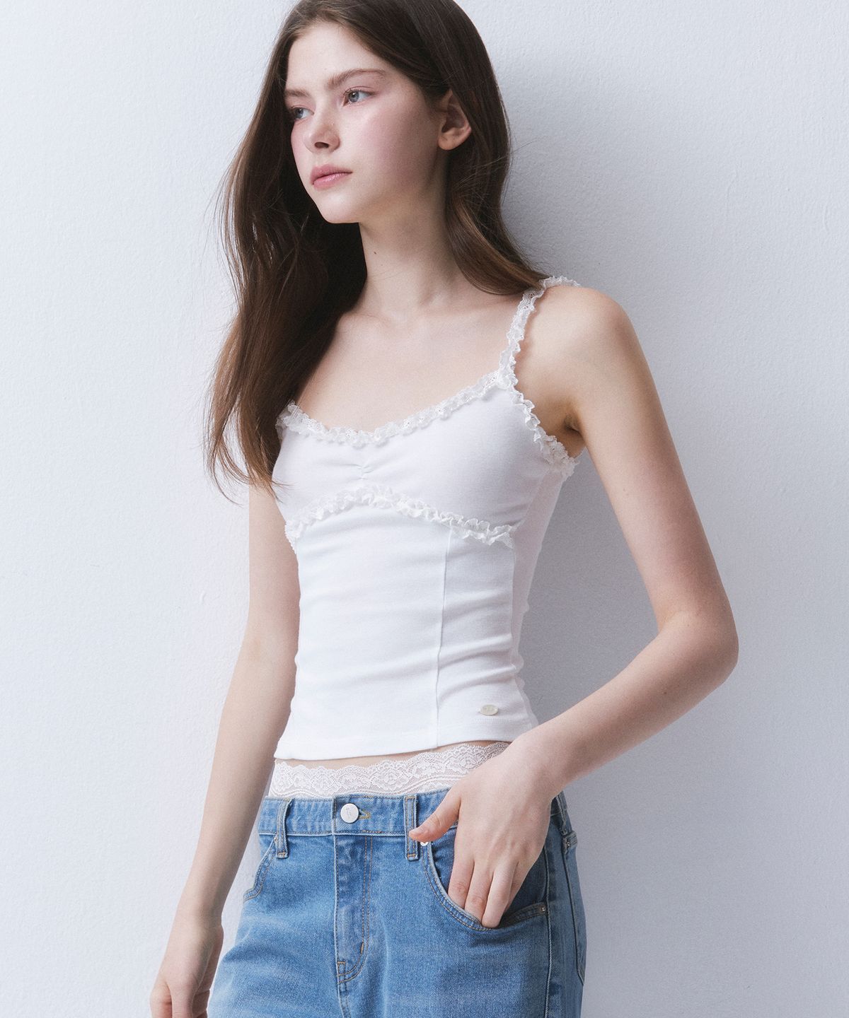 더티스(THETIS) WHIPPING CREAM LACE SLEEVELESS SHIRT_TT6S208IV