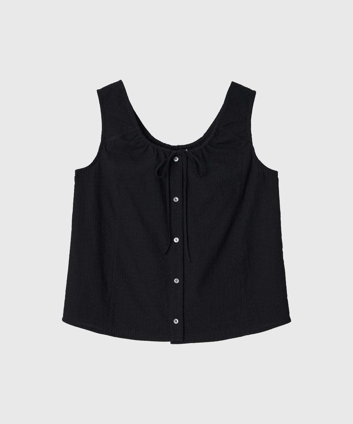 룩캐스트(LOOKAST) 보아 소프트 패턴 셔링 슬리브리스 블라우스 / BOA SOFT PATTERN SHIRRING SLEEVELESS BLOUSE_2colors