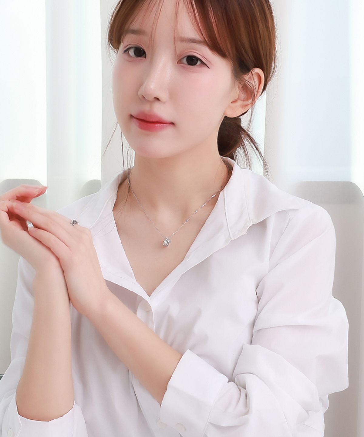 블랑시에르(BLANCIER) 폼시크 BL261N1270 큐빅 스네이크 펜던 체인 여자 목걸이