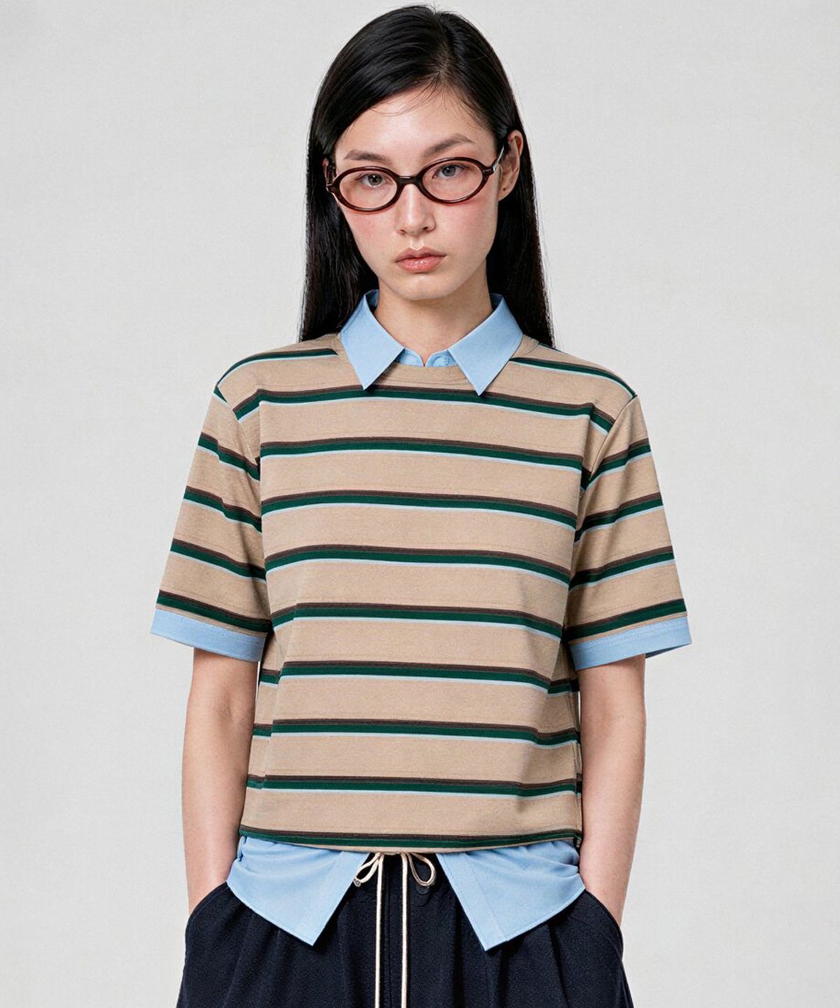 룩캐스트(LOOKAST) 젠 스트라이프 티셔츠 / JEN STRIPE T-SHIRT_5colors