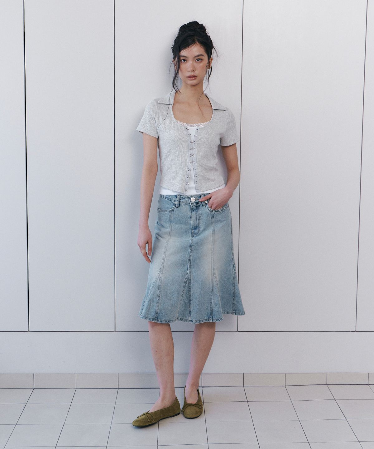 큐리티(CURETTY) C HOOK & EYE SLIM HALF TOP_LIGHT GREY