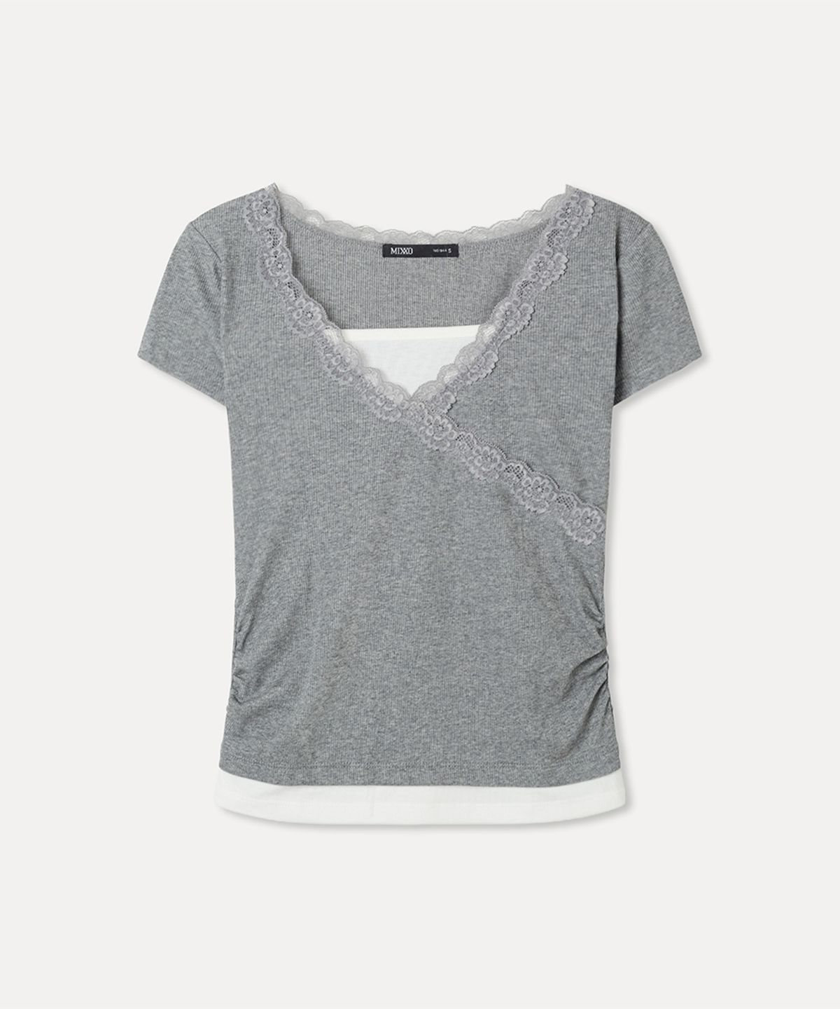 미쏘(MIXXO) 레이스 랩 반팔 티셔츠
