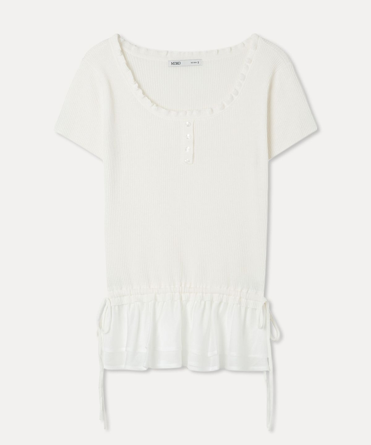 미쏘(MIXXO) 프릴 레이어드 반팔 니트 MIWKAG91QT