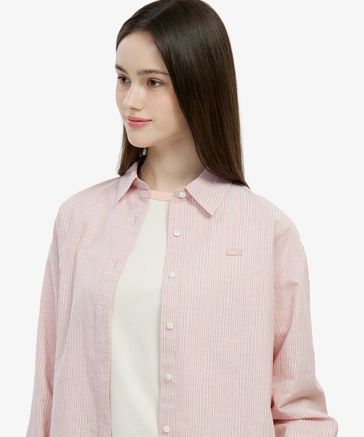 라코스테(LACOSTE) 여성 코튼 린넨 크롭 셔츠 CF006E-56G UI2