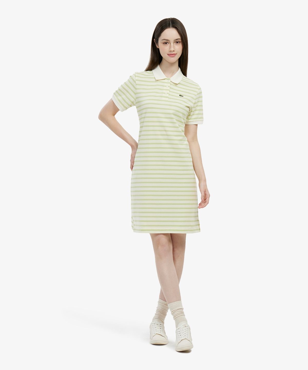 라코스테(LACOSTE) 여성 멀티스트라이프 럭비 폴로 드레스 EF800E-56G UYB