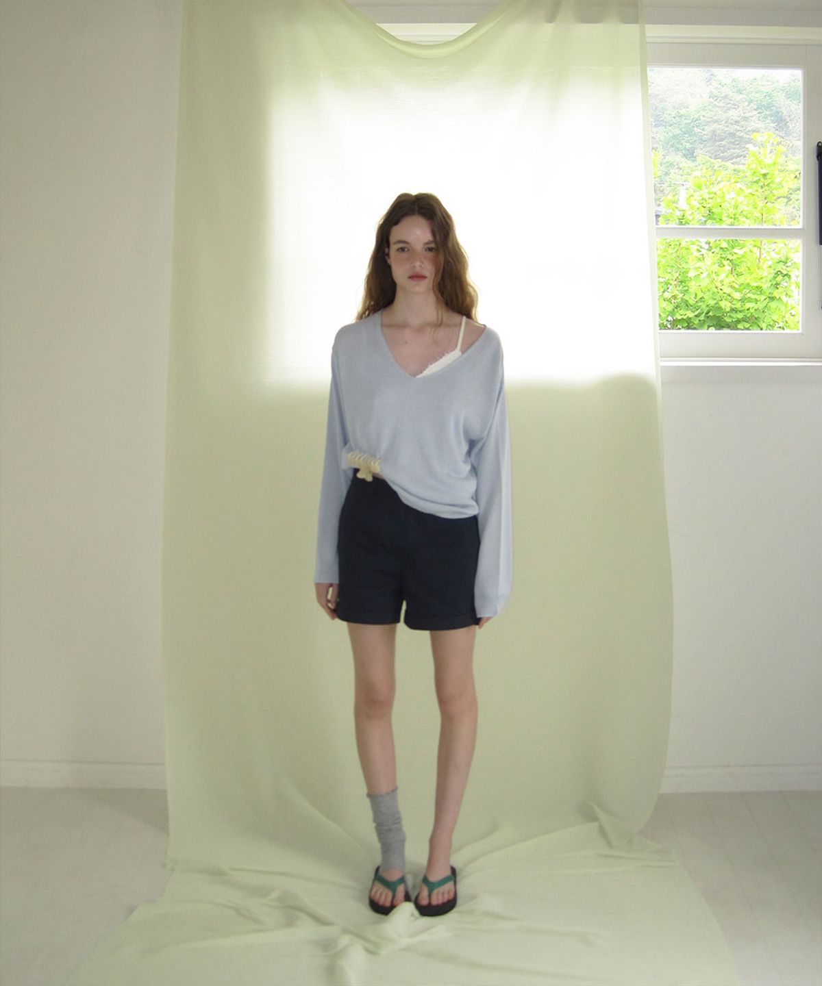 어패럴아카이브(APPAREL ARCHIVE) Tory cotton roll-up shorts - Navy