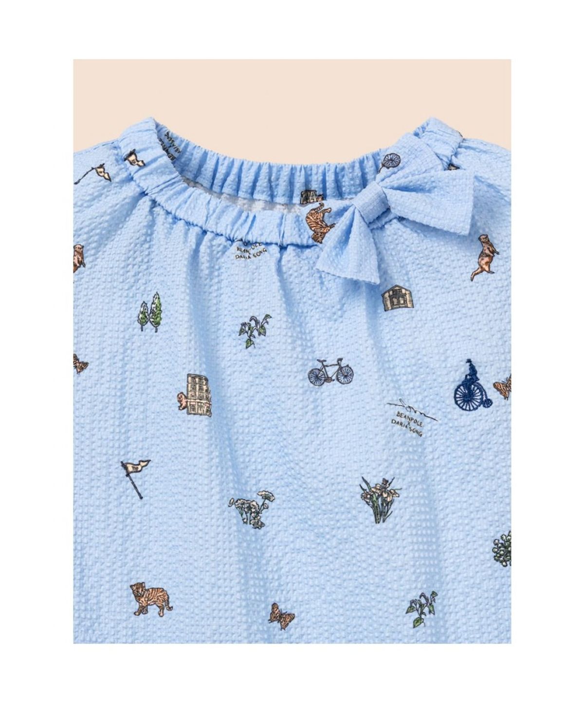 빈폴 키즈(BEANPOLE KIDS) [다리아송] 러블리 프릴 포인트 시어서커 원피스 - 스카이 블루 (BI6471G91Q)