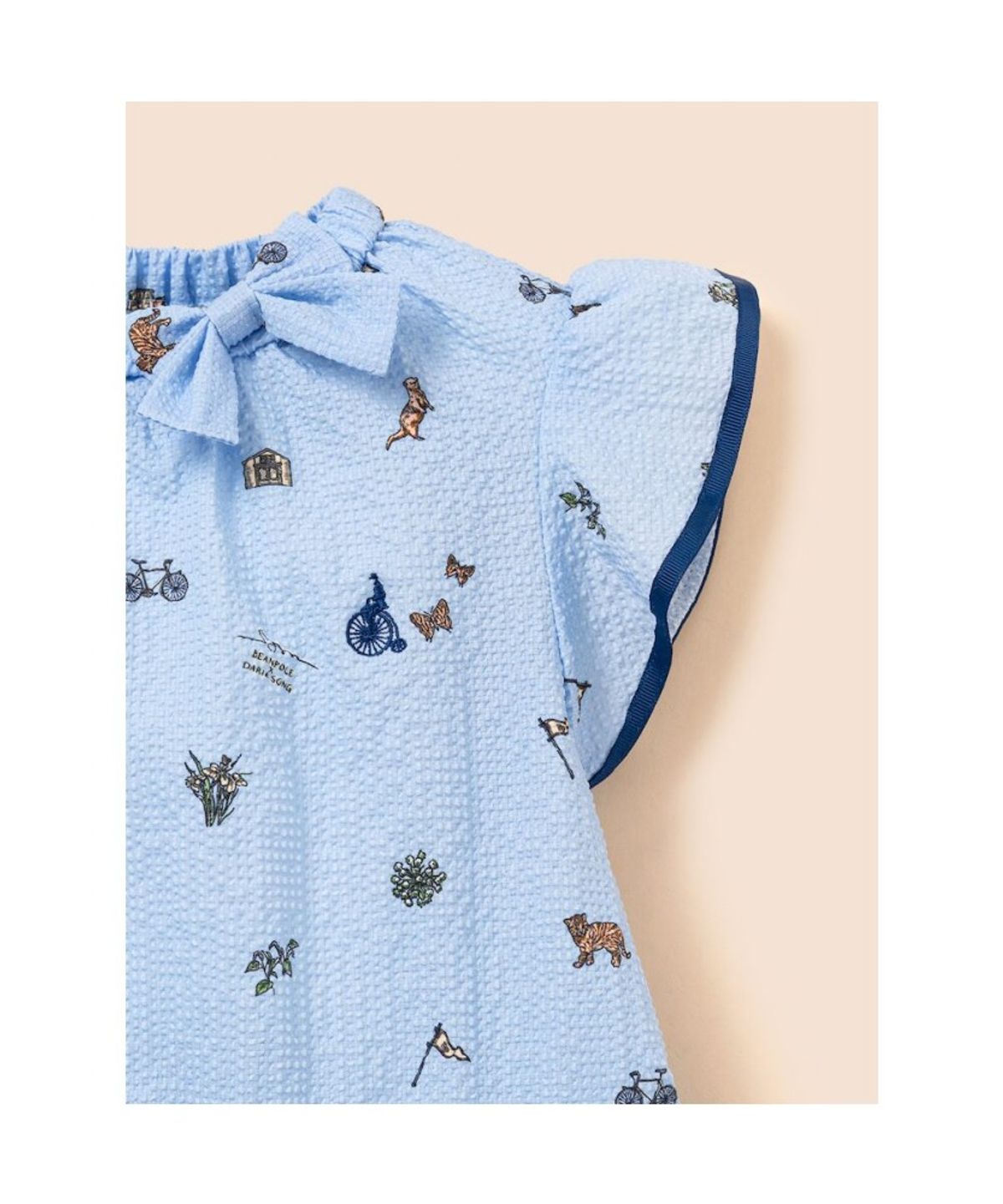 빈폴 키즈(BEANPOLE KIDS) [다리아송] 러블리 프릴 포인트 시어서커 원피스 - 스카이 블루 (BI6471G91Q)